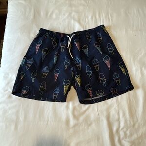 Trunks - Men’s - Ice Cream Print Swim Trunks - Navy
